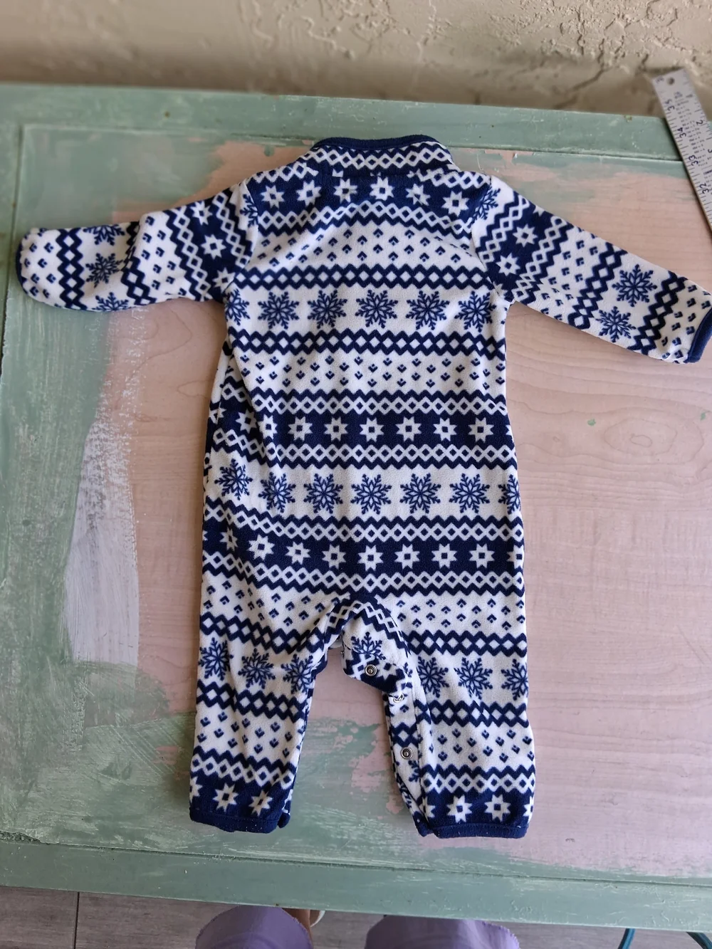 Carter's Navy and White Snowflake Fleece Footie 6 Months